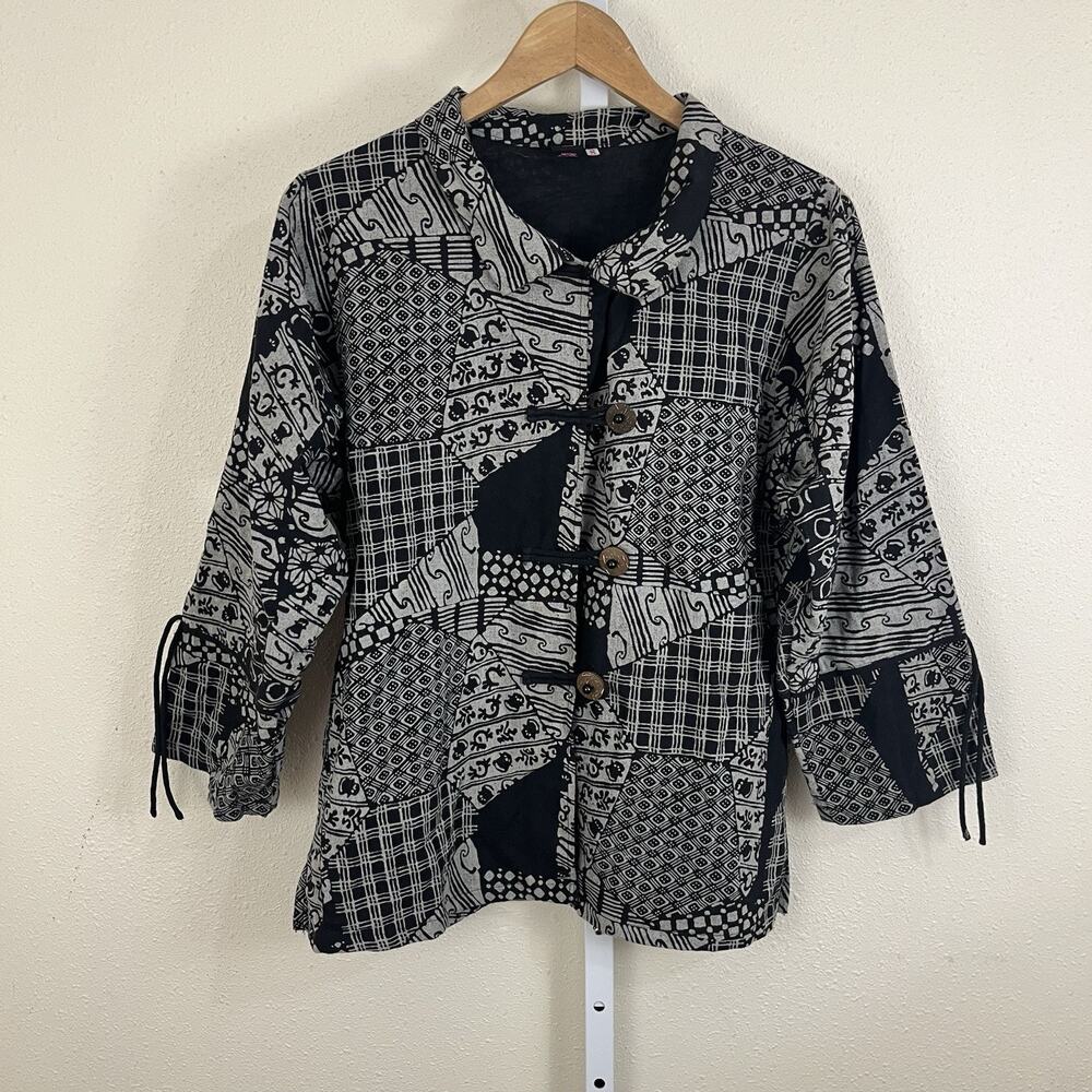 Cupcake International Patchwork Jacket Small Boho Lagenlook Art To Wear